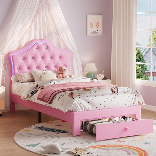 Twin size upholstered bed - size,